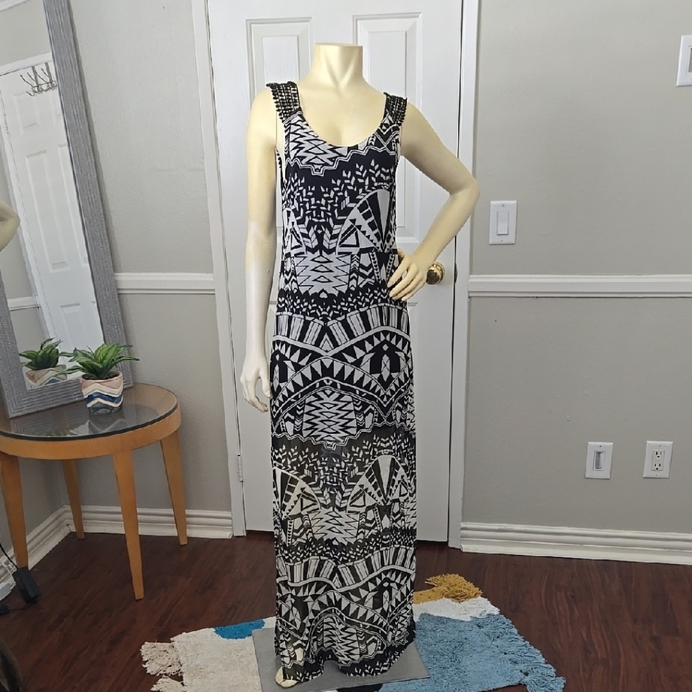 Black and White Patterned Maxi Dress